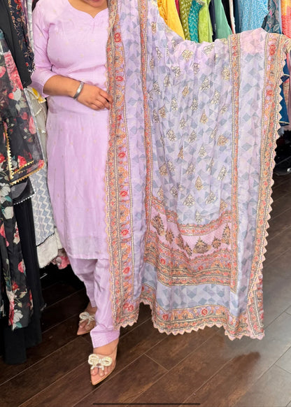 Silk salwar suit with designer duptta