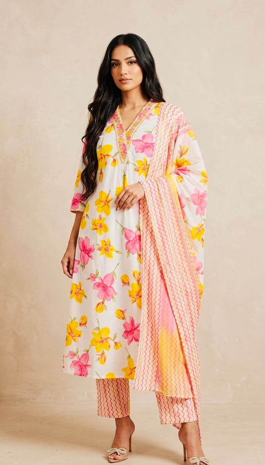 Pure cotton a-line suit
