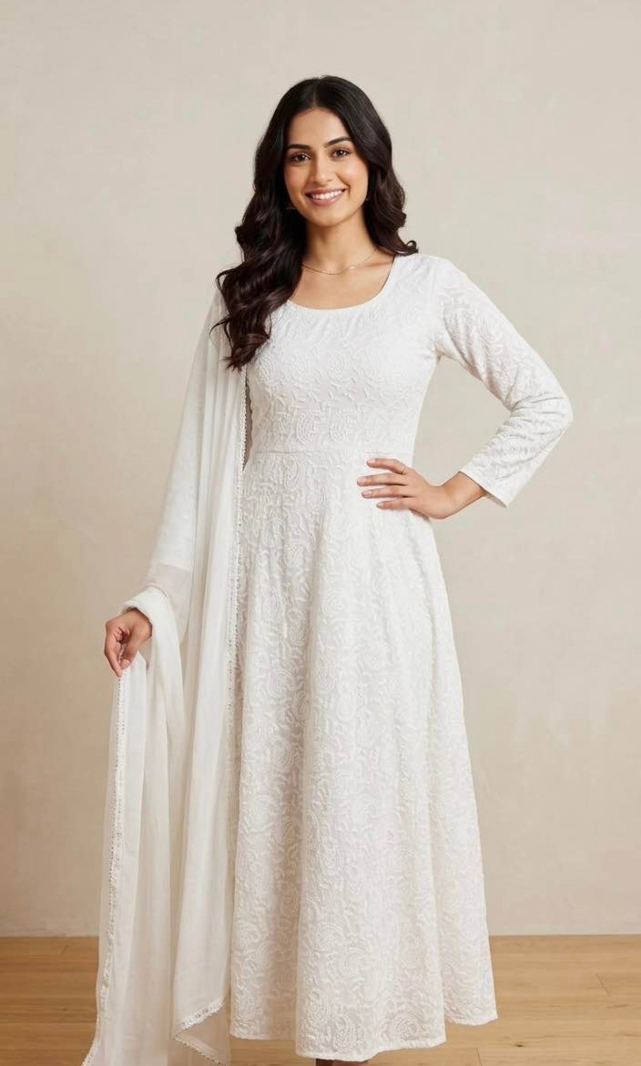 Deep back neck georgette anarkali