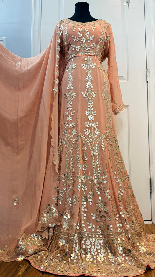 Gotta patti and leather work anarkali