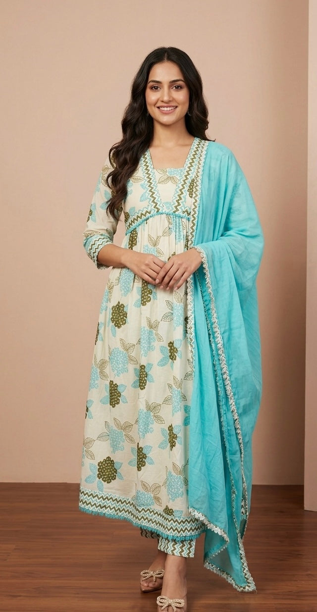 Pure cotton frock suit