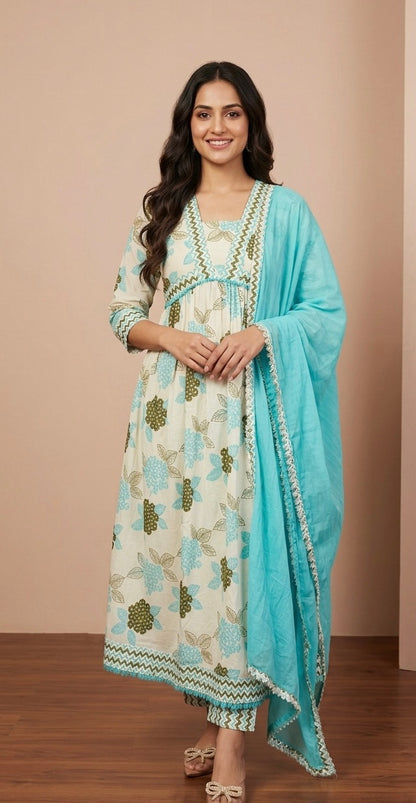Pure cotton frock suit