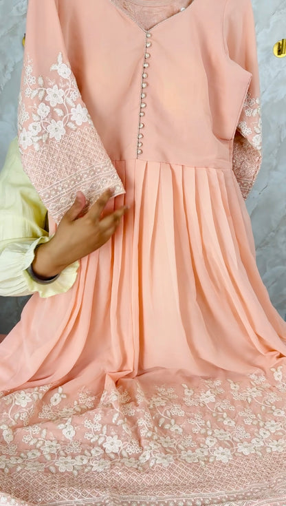 Embroidered georgette frock suit