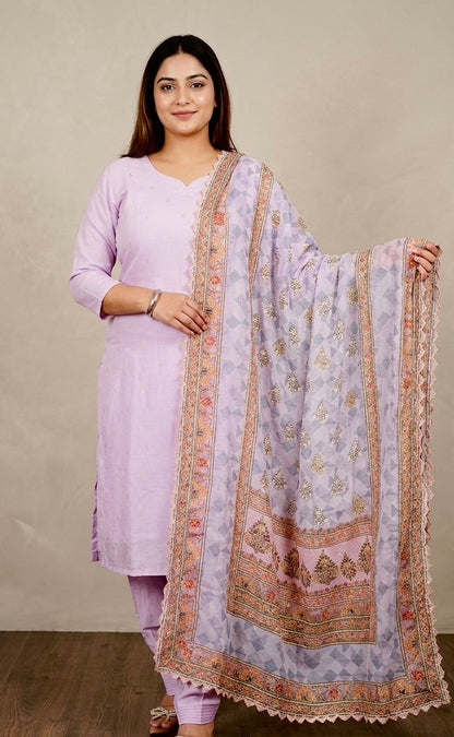 Silk salwar suit with designer duptta