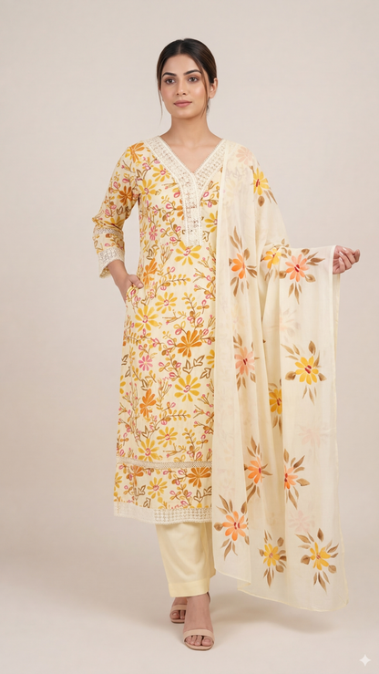 Rayon floral printed suit