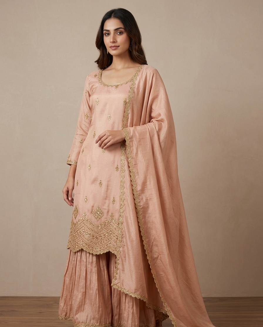 Shimmer silk garara suit