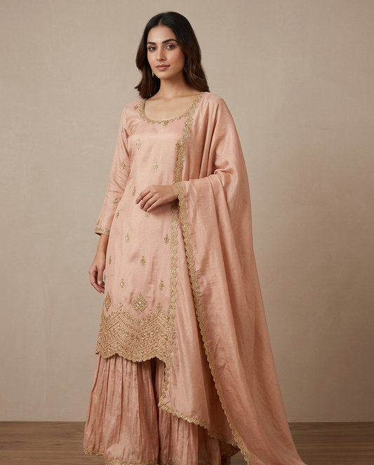 Shimmer silk garara suit