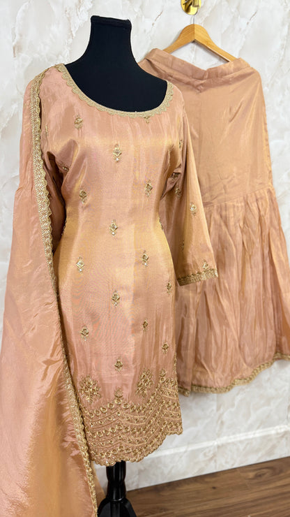 Shimmer silk garara suit