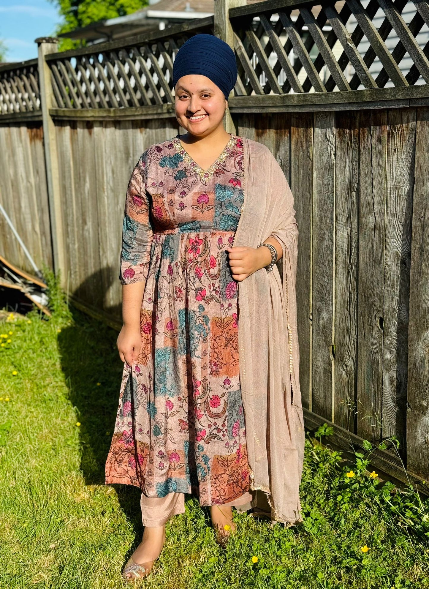 Printed nyra cut frock