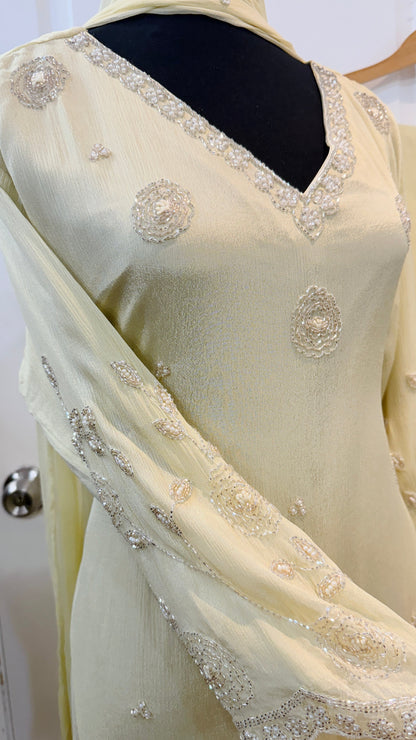 Pure chinnon hand work suit